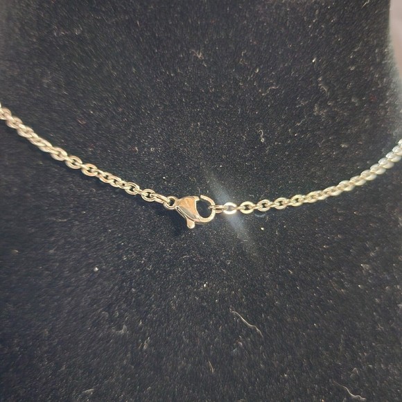 Artesian Made Silver Tone Dainty Chain Square White Pendant W/Multi Color Dots - Picture 5 of 9